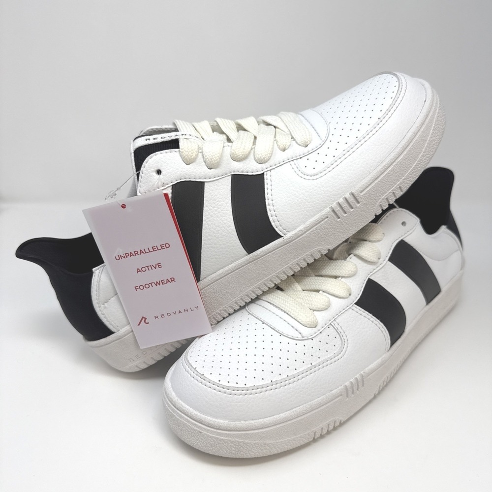Redvanly Contender Mens‎ 11 Tux White Black Leather Athletic Sneakers S2502 NEW